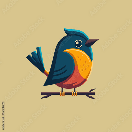 cute little bird cartoon animal vector illustration for logo or mascot icon