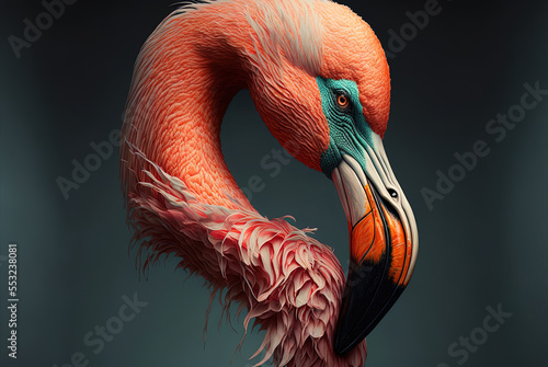 A flamingo's melon-shaped noggin Generative AI