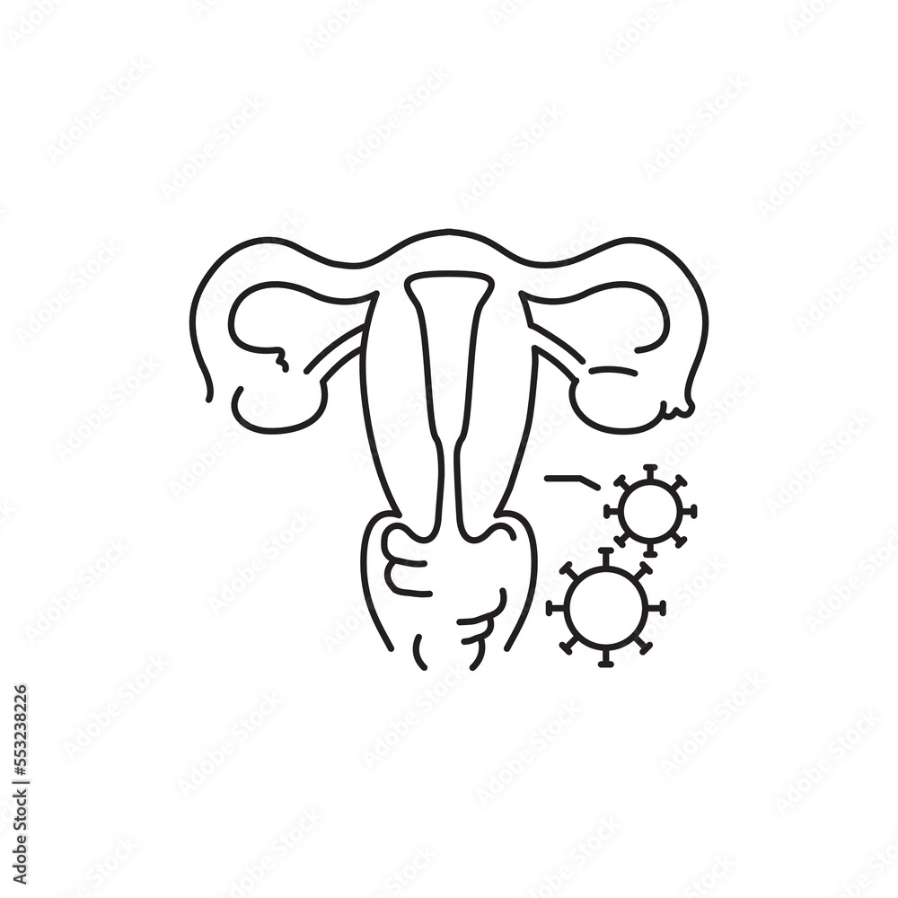 Infectious diseases uterus color line icon. Gynecology problem Infectious diseases uterus color line icon. Gynecology problem