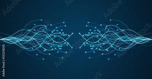 Ai technology. Concept of artificial intelligence. Blue and dots lines. Digital, communication, science, networks