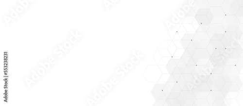 Abstract design element with hexagons shape. Connecting dots and lines. Used for design healthcare, science and medicine background
