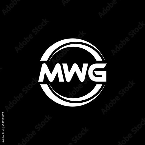 MWG letter logo design with black background in illustrator, vector logo modern alphabet font overlap style. calligraphy designs for logo, Poster, Invitation, etc.