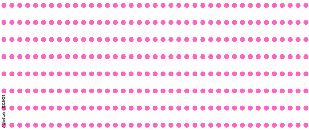 Pink dot pattern on white background. Straight dot pattern for backdrop and wallpaper template. Simple classic polka dot lines with repeat stripes texture. Polka background, vector illustration Pink dot pattern on white background. Straight dot pattern for backdrop and wallpaper template. Simple classic polka dot lines with repeat stripes texture. Polka background, vector illustration