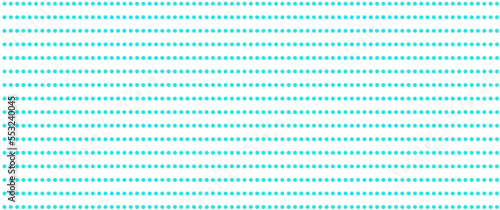 Turquoise dot pattern on white background. Straight dot pattern for backdrop and wallpaper template. Simple classic polka dot lines with repeat stripes texture. Polka background, vector illustration