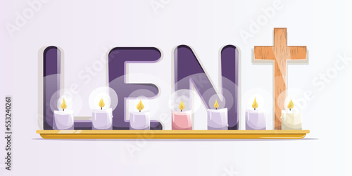 Lent season concept with a cross and candles