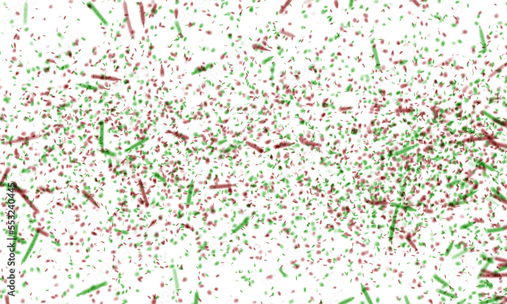 Red white and green isolated confetti overlay