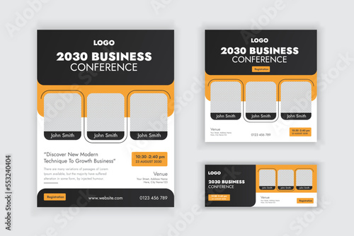 Business webinar conference Flyer Social Media Post And Cover Banner Template Set Design