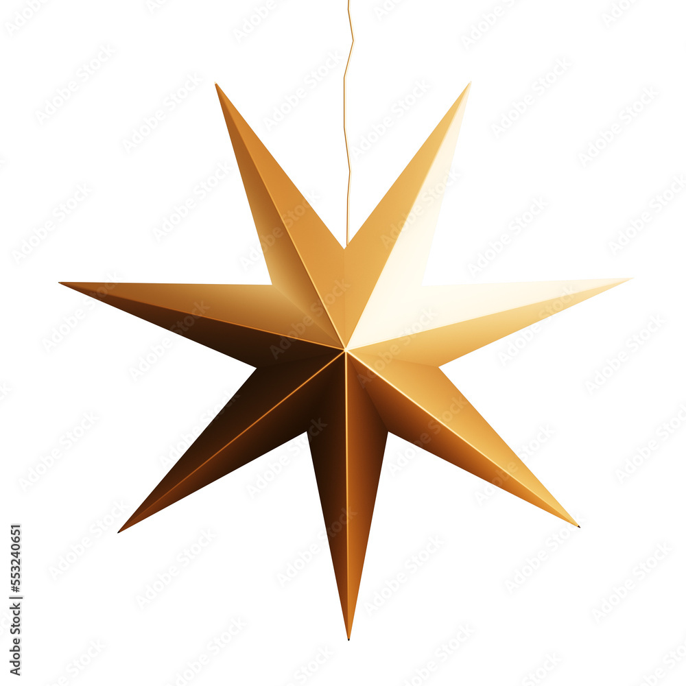 Obraz premium Christmas star on a transparent background. New Year 2023. 3D rendering