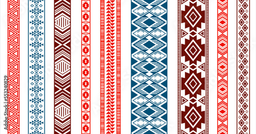 Embroidery ribbon vector patterns, lace seamless border, fashion edge stripes.