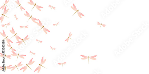 Fairy rosy pink dragonfly isolated vector illustration. Spring pretty damselflies. Simple dragonfly isolated dreamy wallpaper. Gentle wings insects graphic design. Garden creatures © SunwArt