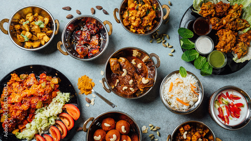 Bild auf Leinwand Assorted indian food on stone background