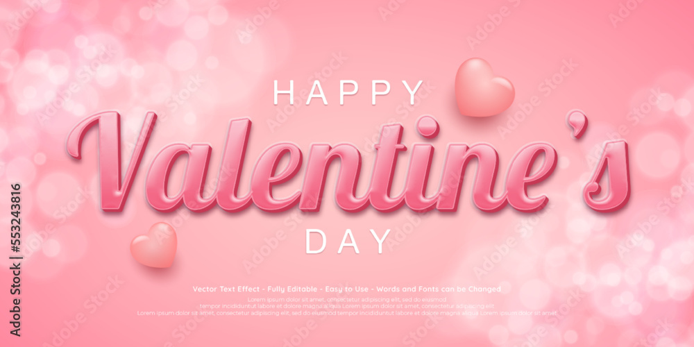 Awesome 3d text valentine's editable style effect