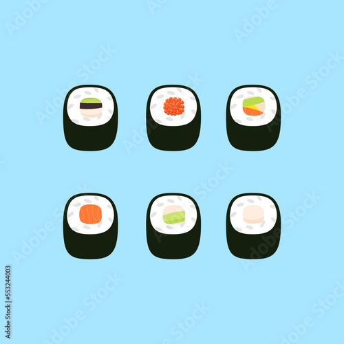 Collection of sushi rolls, Asian food
