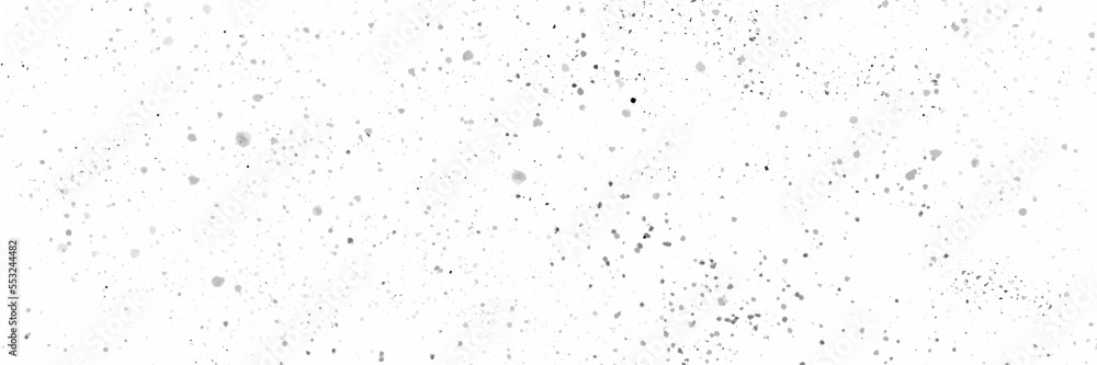 Panorama view grunge black and white dot ink splats. Panorama view grunge black and white dot ink splats.