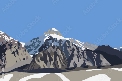 Vector isolated illustration of a beautiful landscape in the highlands.