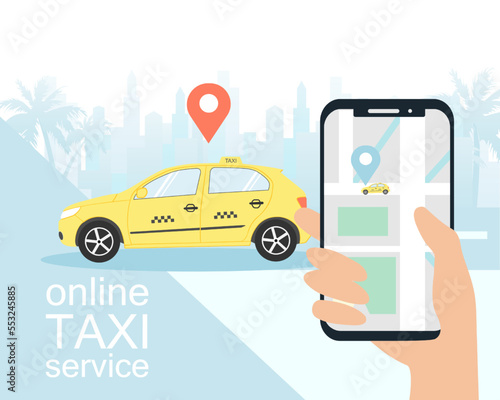 Landing page template web site taxi service, carsharing or rent a car. Vector illustration.
