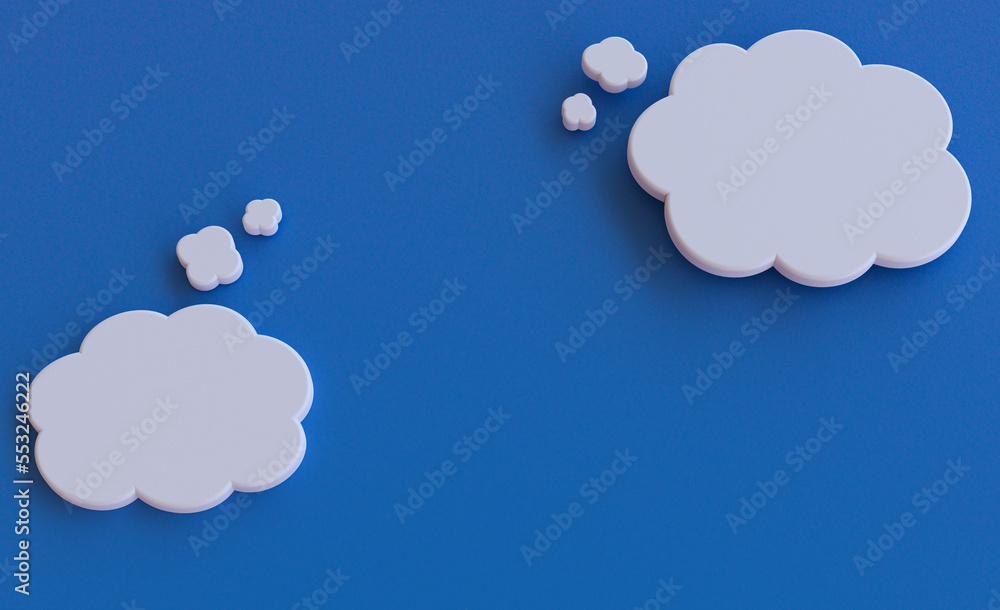 though clouds visionary thinking imagination concept dream white clouds on blue background inspiration copy space