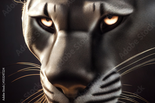 Schwarzer Panther Portrait in Nahansicht  3d Illustration