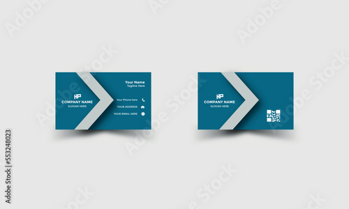 Double sided creative  Modern Business Card personal visiting card with logo  grey and blue color design 