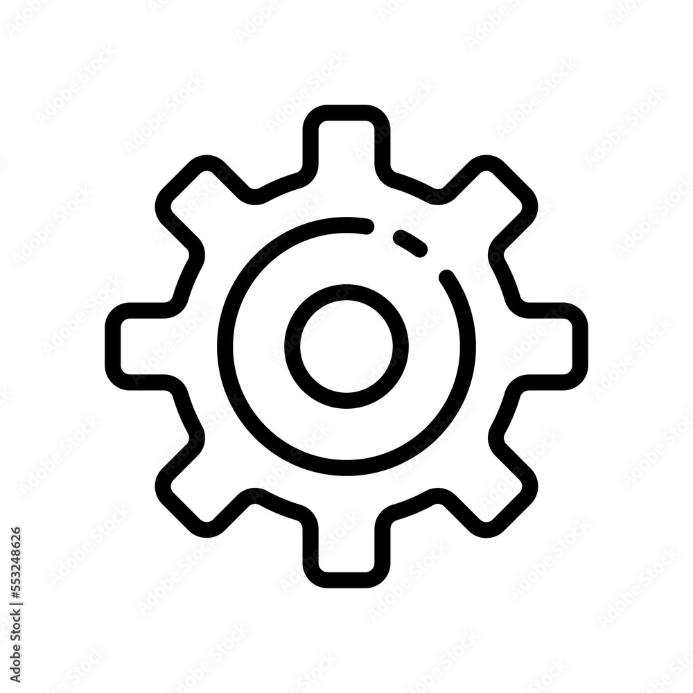 Settings line icon. Key, mechanism, settings, options, builder, research, fix, tune, sort. The concept of parameters. Vector black line icon on white background. Settings line icon. Key, mechanism, settings, options, builder, research, fix, tune, sort. The concept of parameters. Vector black line icon on white background.