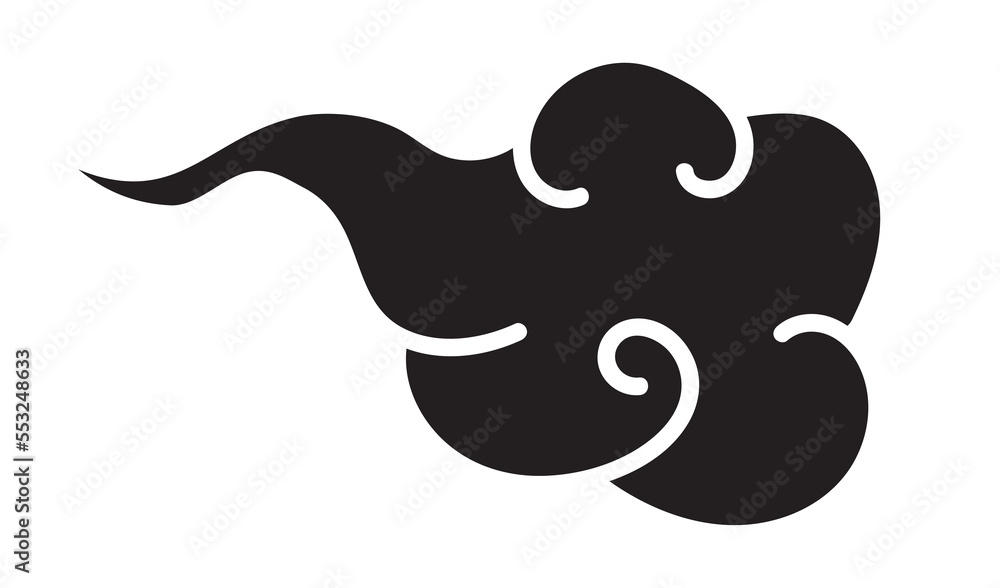 Cloud elegant style black color isolated on white background. Oriental traditional ornament for holiday card, invitation, party poster, flyer, decor element. Clouds in the sky. Vector Cloud elegant style black color isolated on white background. Oriental traditional ornament for holiday card, invitation, party poster, flyer, decor element. Clouds in the sky. Vector