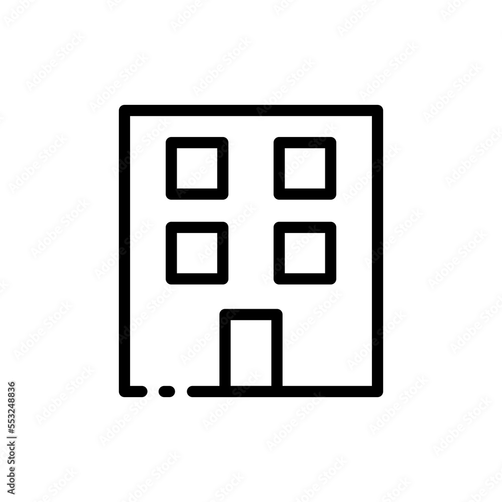 High-rise line icon. Office, room, apartment, building, house, construction, new building, sale, realtor, floor, facade, blueprint, business. Vector black line icon on a white background High-rise line icon. Office, room, apartment, building, house, construction, new building, sale, realtor, floor, facade, blueprint, business. Vector black line icon on a white background