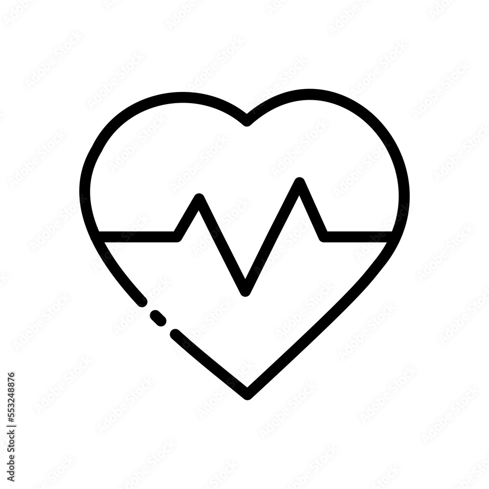 Pulse line icon. Disease, immunity, thermometer, doctor, patient, prescription, treatment, recommendations, advice. Health concept. Vector black line icon on white background Pulse line icon. Disease, immunity, thermometer, doctor, patient, prescription, treatment, recommendations, advice. Health concept. Vector black line icon on white background