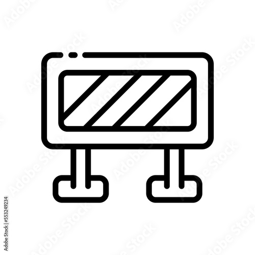 Obstacle line icon. Prohibition, restriction, plate, sign, traffic, throughput, overcoming, bypass, content, censorship, information. Technology concept. Vector black line icon on a white background