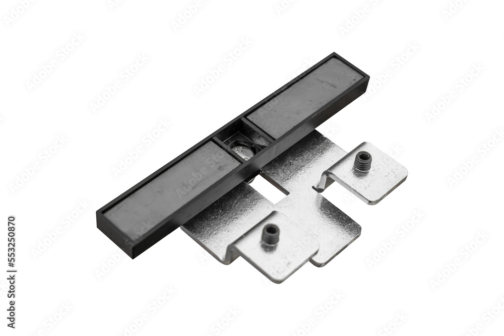 Retractable gate limit switch magnet isolated on white background. Retractable gate limit switch magnet isolated on white background.