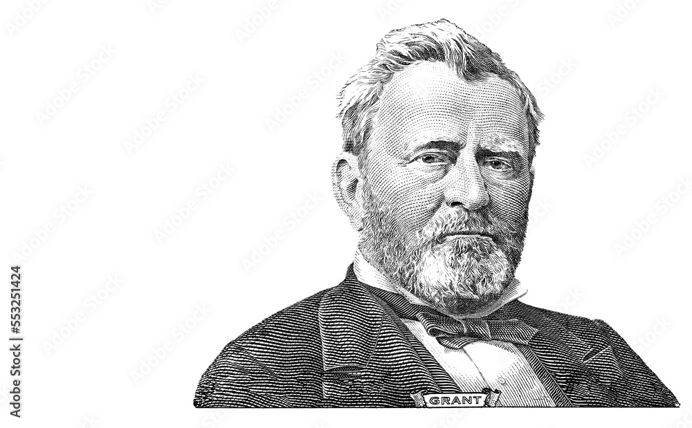 Fototapeta premium Ulysses S. Grant cut on new 50 dollars banknote isolated