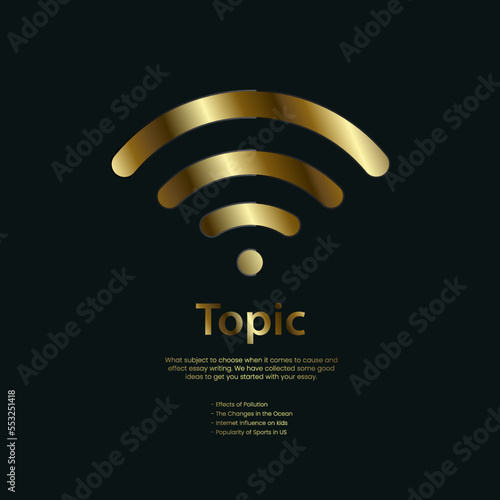 Gold Wifi icon, symbol, luxury frame signal wifi infographic sybols with text, premium icon wifi icon. photo