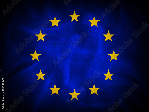 European flag illustration with the twelve golden stars representing each country nation of Europe which are part of the union