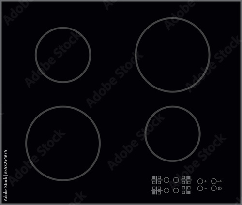 Cooktop top view stove on isolated  white background 