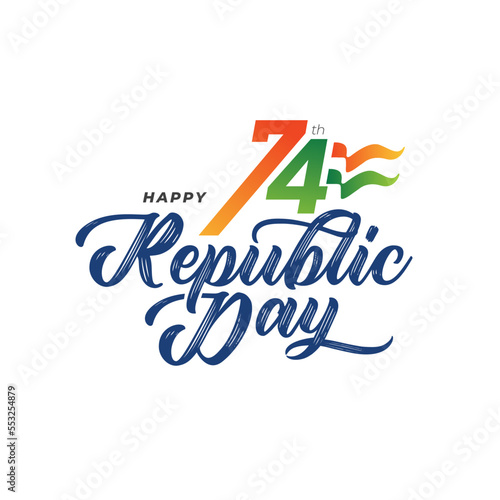 Happy Republic Day Celebration Greeting Background Template - Indias Happy Republic Day Typographic Design Template