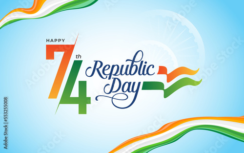 Happy Republic Day Celebration Greeting Background Template - 74th Indian Republic Day Celebration Background