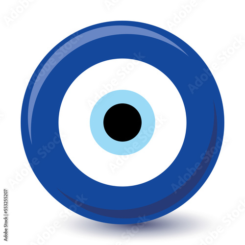 Turkish eye design. Vector illusration. Greek evil eye vector, symbol of protection. Glass Turkish eye Nazar Boncugu. Amulet, talisman from the evil eye