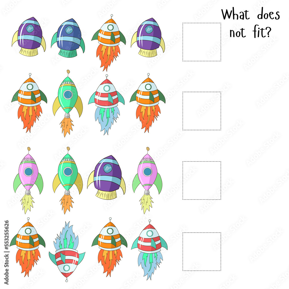 Fototapeta premium Educational game for children what does not fit PNG illustration with transparent background