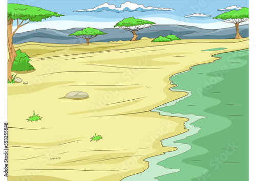 Fototapeta Naklejka Na Ścianę i Meble -  Educational game African savannah background PNG illustration with transparent background