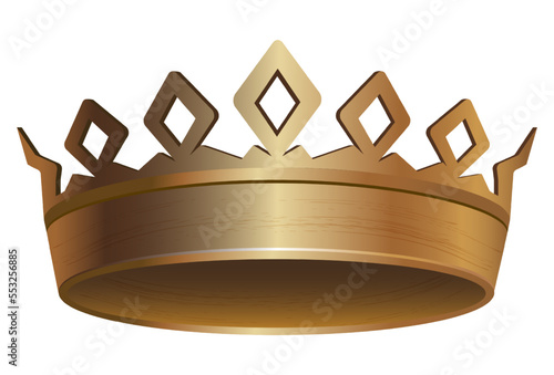 Golden metal old crown of ruler, king, emperor, queen, prince, princess, status achievement object