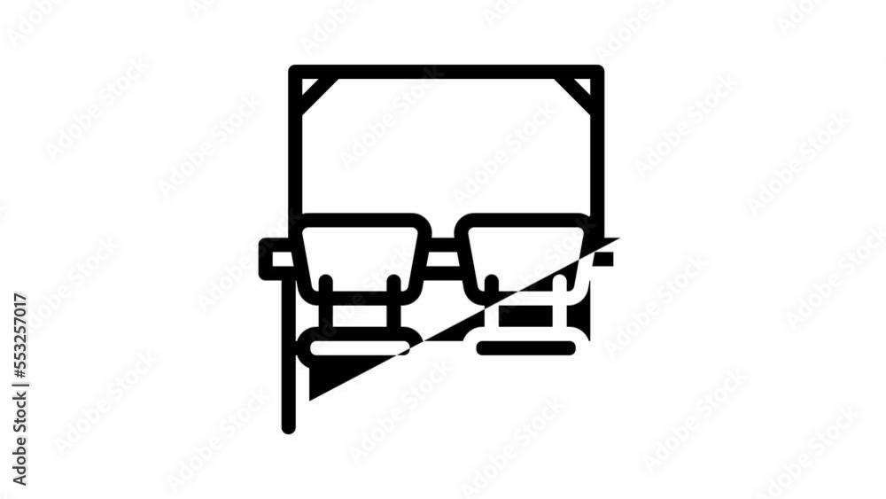 classroom with desk and chair line icon animation classroom with desk and chair line icon animation