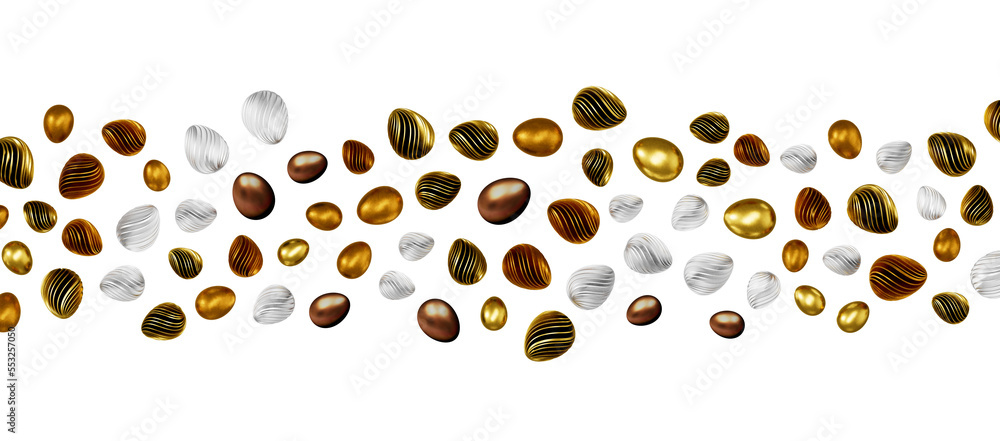 golden easter eggs; 3d rendered illustration golden easter eggs; 3d rendered illustration