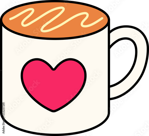 Mug Heart Icon Elements Colored Outline Style