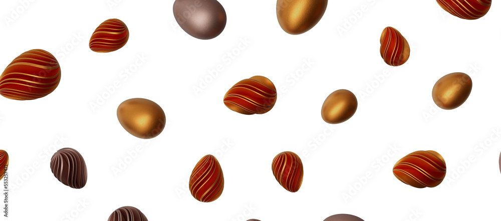Fototapeta premium Golden easter eggs and specks, flecks