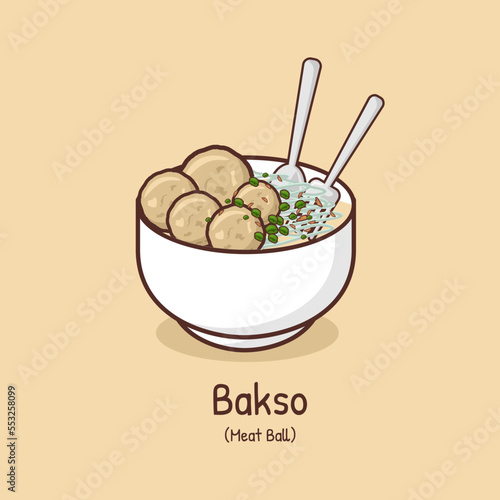 Delicious bakso in bowl indonesian street food