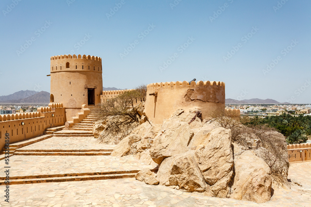 Exterior of Nakhal fort in Nakhal, Oman, Arabia, Middle East