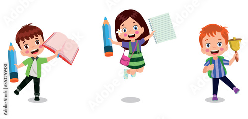 back to school school classroom and cute happy students