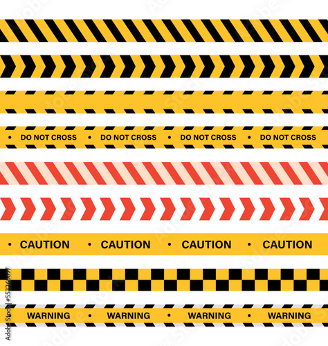 Warning tapes isolated on white background. Security warning tapes.Vector stock