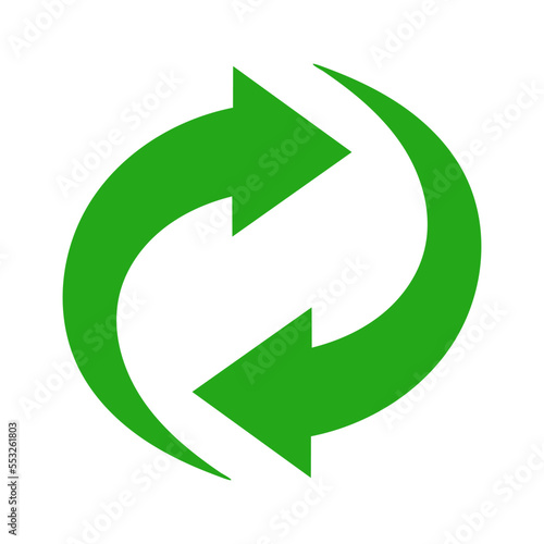 green refresh and rotation arrow vector icon
