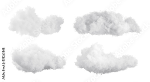 Clear white clouds shape isolated backgrounds 3d rendering png file