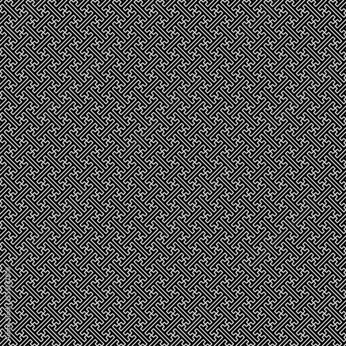 Seamless Sayagata pattern. Repeated interlocking keys background. Classic Oriental ornament. Traditional window tracery image. Ancient ethnic mosaic motif. Textile print. Vector art.